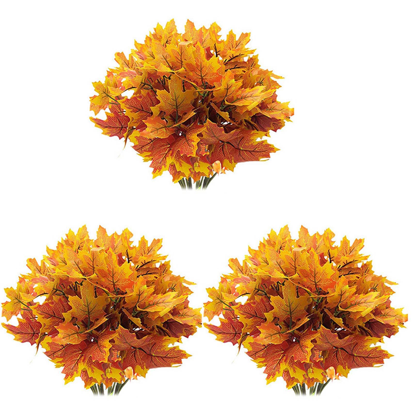 Hndhbfgrt Artificial Maple Leaves Branches Autumn Leaves 15 Bundles Fall Decorations Outdoor UV Greenery Shrubs Plants