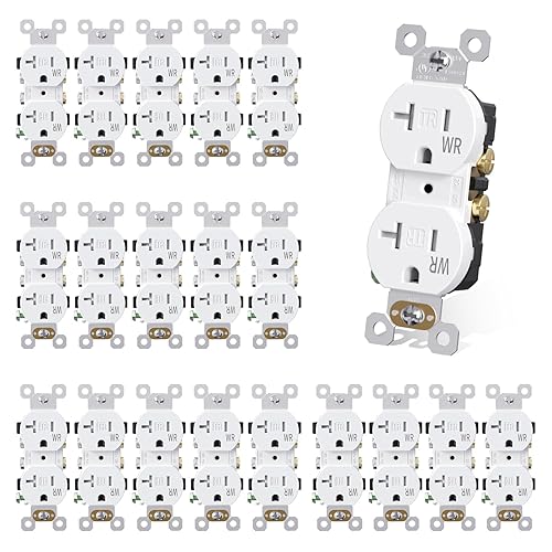 Miniatura 9 de AIDA Toma de corriente dúplex, tomas TR y WR, residencial, 3 cables, conexión a tierra, 15 amperios 125 V, certificación UL, blanco (paquete de 10)