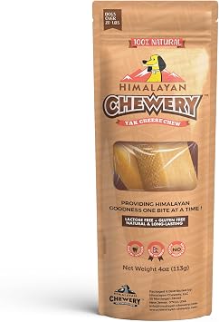 Premium 100% Yak Cheese Chew for Dogs All Natural, High Protein, Odor Free, Long Lasting Chews 1 XL Stick, 4oz.