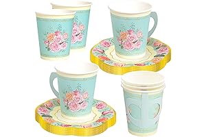 Ceiba Tree Disposable Tea Cups for Girls & Women: Perfect for Floral Tea Party Decorations