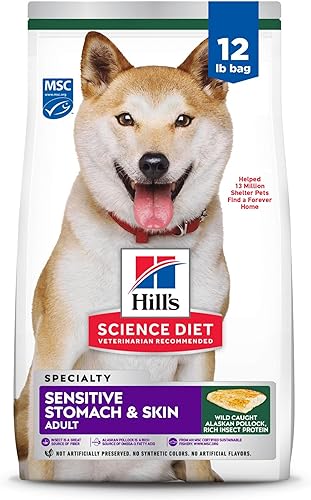 Hill's Science Diet Estómago y piel sensibles, adultos de 1 a 6 años, soporte de sensibilidad estomacal y de la piel, alimento seco para perros,