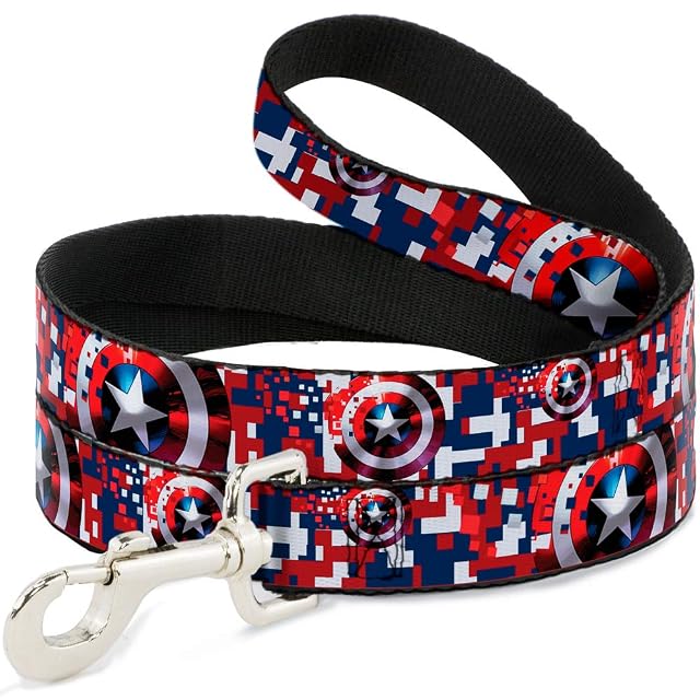 Correa para Perro de Capitán América Escudo Digital Camuflaje Azul Blanco Rojo 6 pies de Largo 1.0 Pulgadas…
