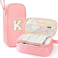 Vista 65 de Estuche Grande para Lápices, Bolsa de Lápices de Gran Capacidad, Bolsa de Lápices Personalizada con Inicial con Cremallera Suave, Múltiples