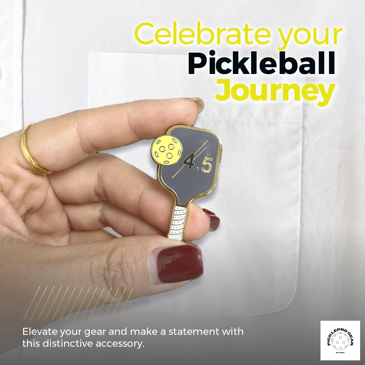Pickleball Rating Pin Set – Levels 2.5 to 5.0 – 6 Paddle-Shaped Metal Pins in Gift Box – Celebrate Your Pickleball Journey – by PickleProGear