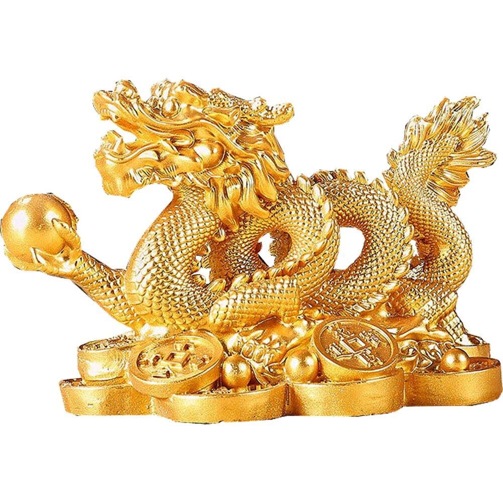 Fituenly Men's Style 2 Feng Shui Dragon Statue Ornats For Wealth And Fortune Symbol Prosperity Home Office Decor