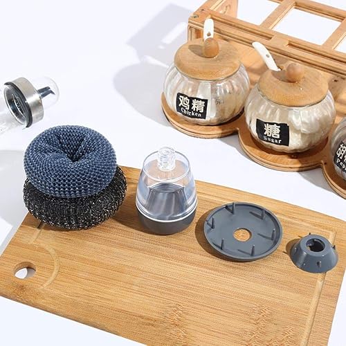 Miniatura 9 de Roexboz Cepillo dispensador de jabón, cepillo de lavado de palma con dispensador de detergente integrado, limpiador de parada de jabón, esponja de