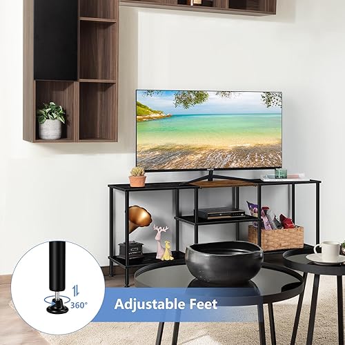 Miniatura 5 de OYEAL Soportes de TV de 50 pulgadas para sala de estar, pequeño centro de entretenimiento con estantes de almacenamiento abiertos, soportes de TV