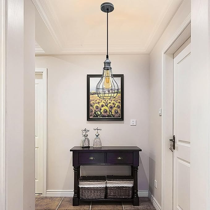 LEDSone LEDSone Vintage Industriële Metalen Kooi Lampenkap, Moderne Hangende Plafondlampen met Lamp photo 3