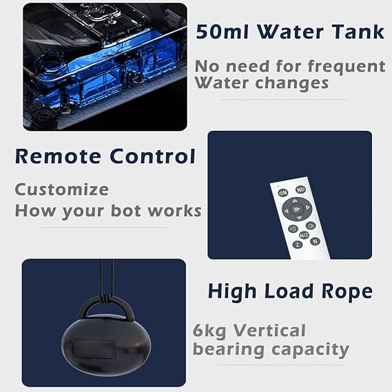 Window Cleaning Robot Automatic Electric Window Cleaner with Remote Control Automatic Window Cleaning Tools with Path Planning and Edge Detection Technology for Windows, Glass,Tiles,Bathroom Cleaning(