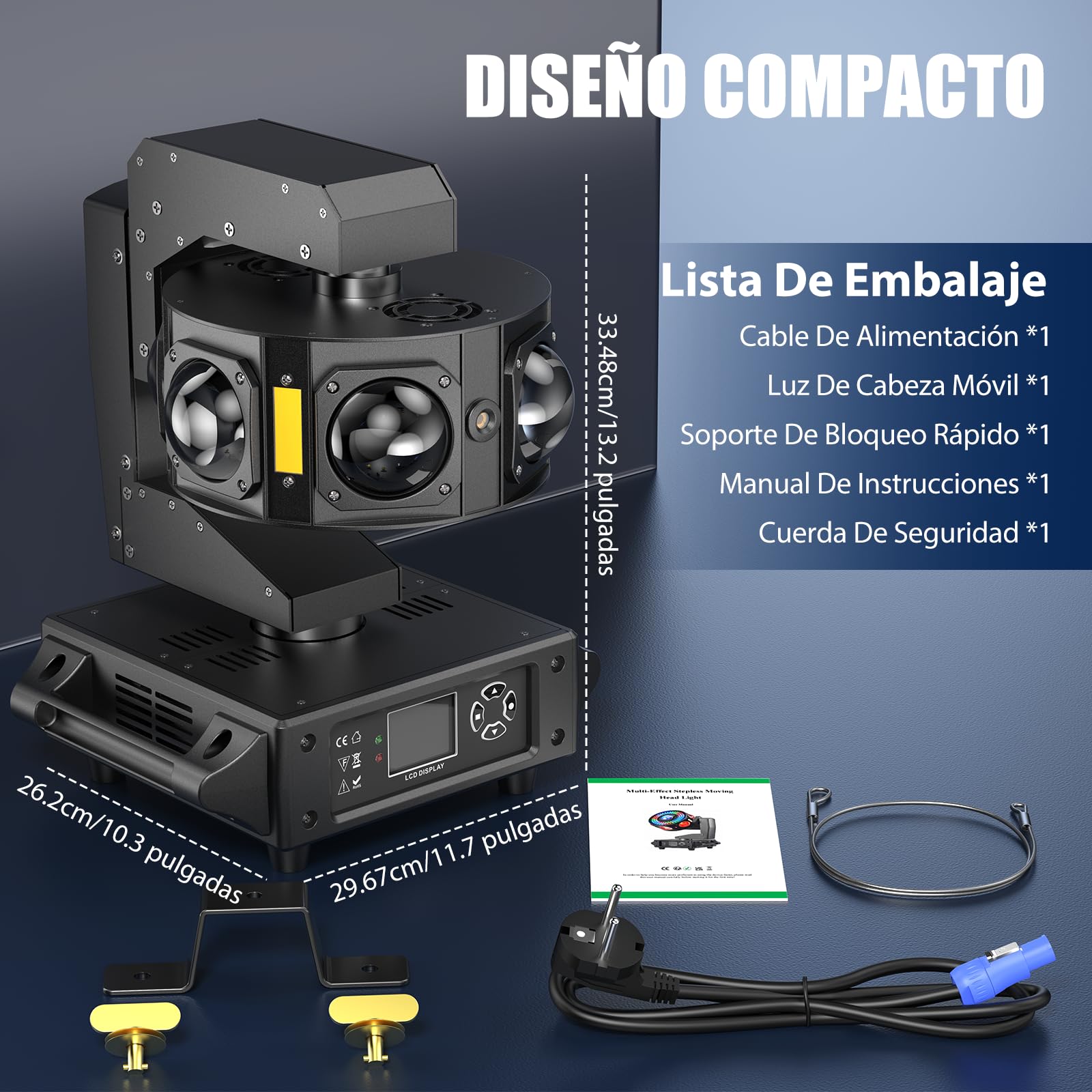 200W Teste Mobili Luci LED RGBW Discoteca Luci 3 assi Rotazione infinita Faretto Moving Head Stroboscopica per Natale Spettacolo Bar Club Festa Palcoscenico