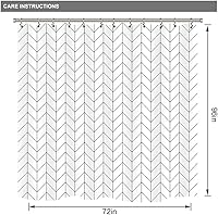 Vista 2 de Riyidecor - Cortina de ducha Chevron con diseño geométrico de espiga, 72 pulgadas de ancho x 96 pulgadas de alto, a rayas, extra larga, simple
