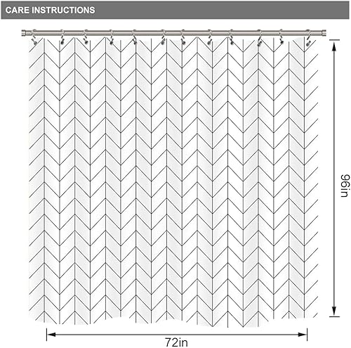 Miniatura 2 de Riyidecor - Cortina de ducha Chevron con diseño geométrico de espiga, 72 pulgadas de ancho x 96 pulgadas de alto, a rayas, extra larga, simple,