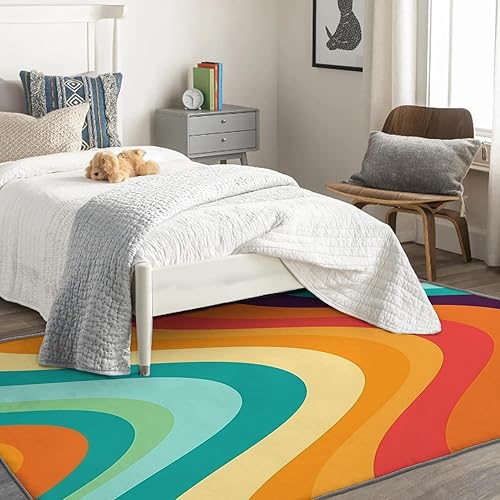 Miniatura 2 de Alfombra retro y decoración del hogar, alfombra lavable de 6 x 8 a 70 pies, para sala de estar, dormitorio, antideslizante, suave, alfombra de área