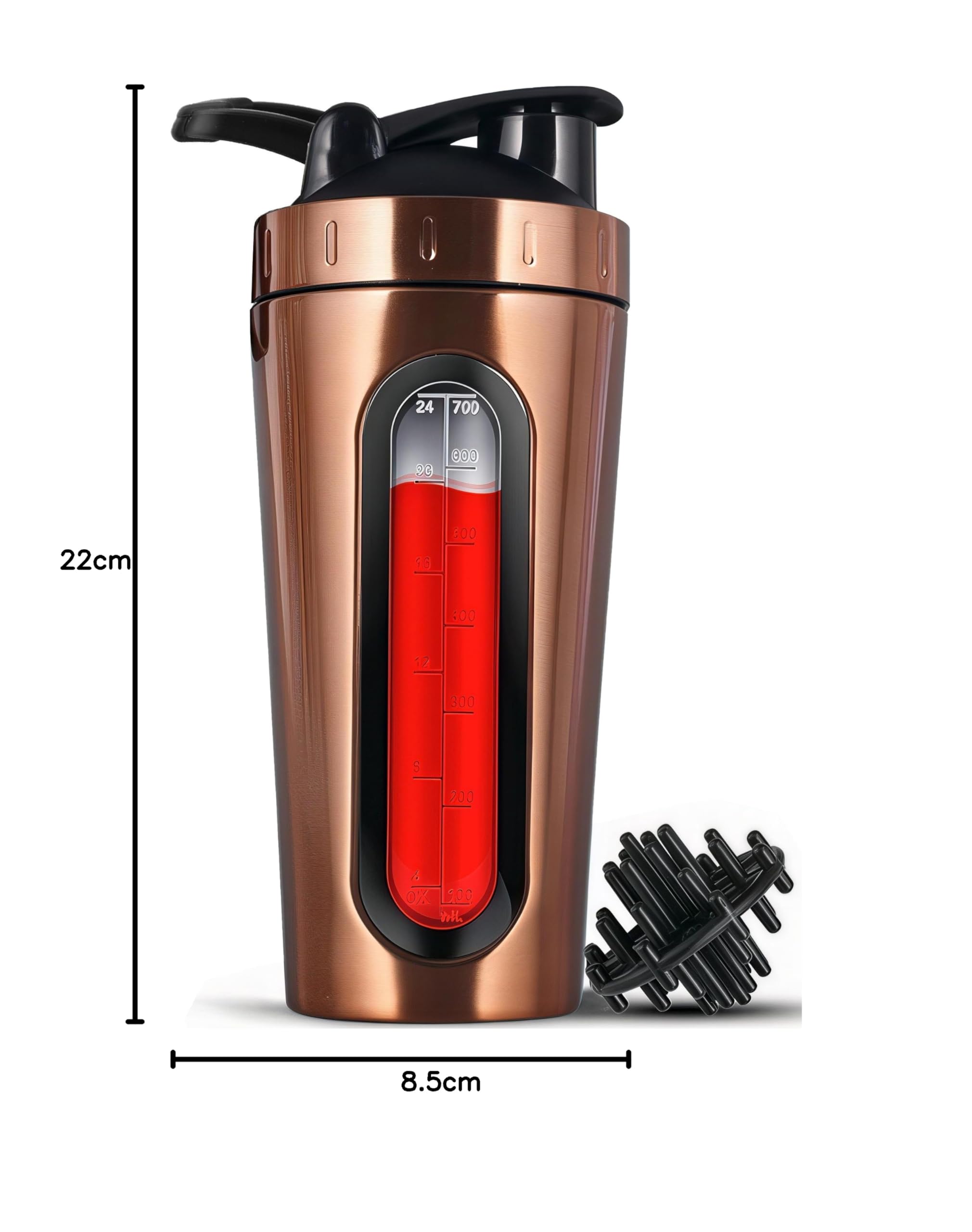 [VISIBLE WINDOW - Botella mezcladora de proteínas, agitador de acero para gimnasio, botella agitadora de gimnasio, botella mezcladora para batido de proteínas, botella mezcladora de proteínas
