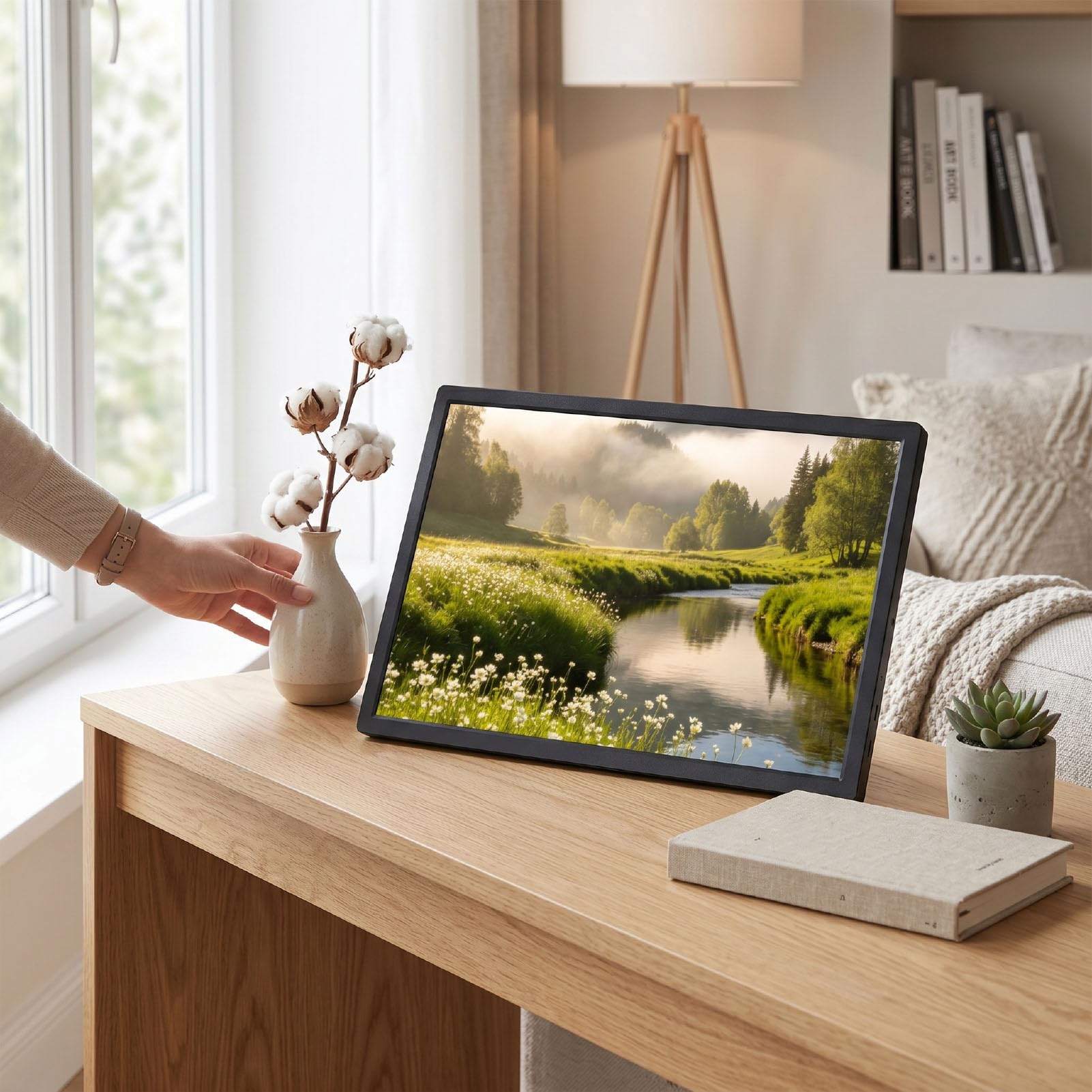 XUMIUZIY Monitor Portatile da 15,6 Pollici, Secondo Schermo Esterno FHD USB C con Supporto Regolabile Altoparlanti Montabili VESA, per Laptop Desktop Switch Gaming Travel