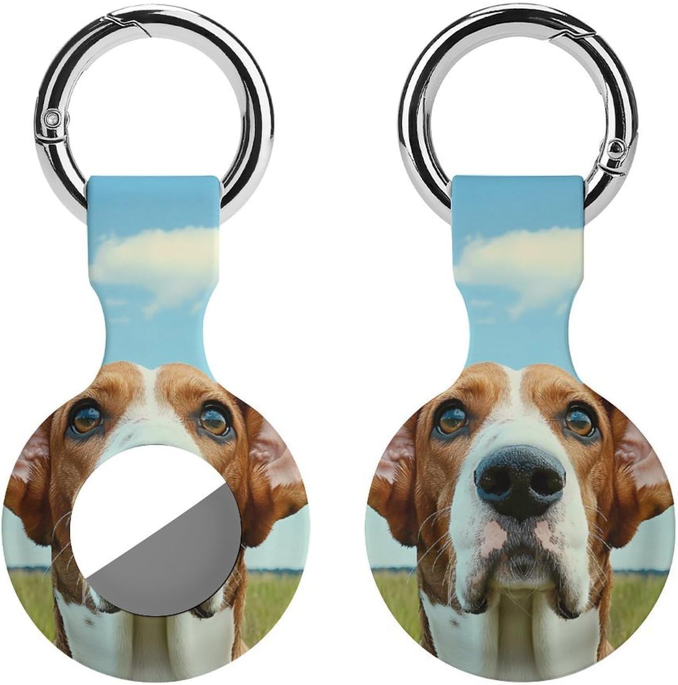 Basset Hound Dog Funny Funny Cover Compatible with AirTag Case Protector GPS Tracker Holder with Keychain