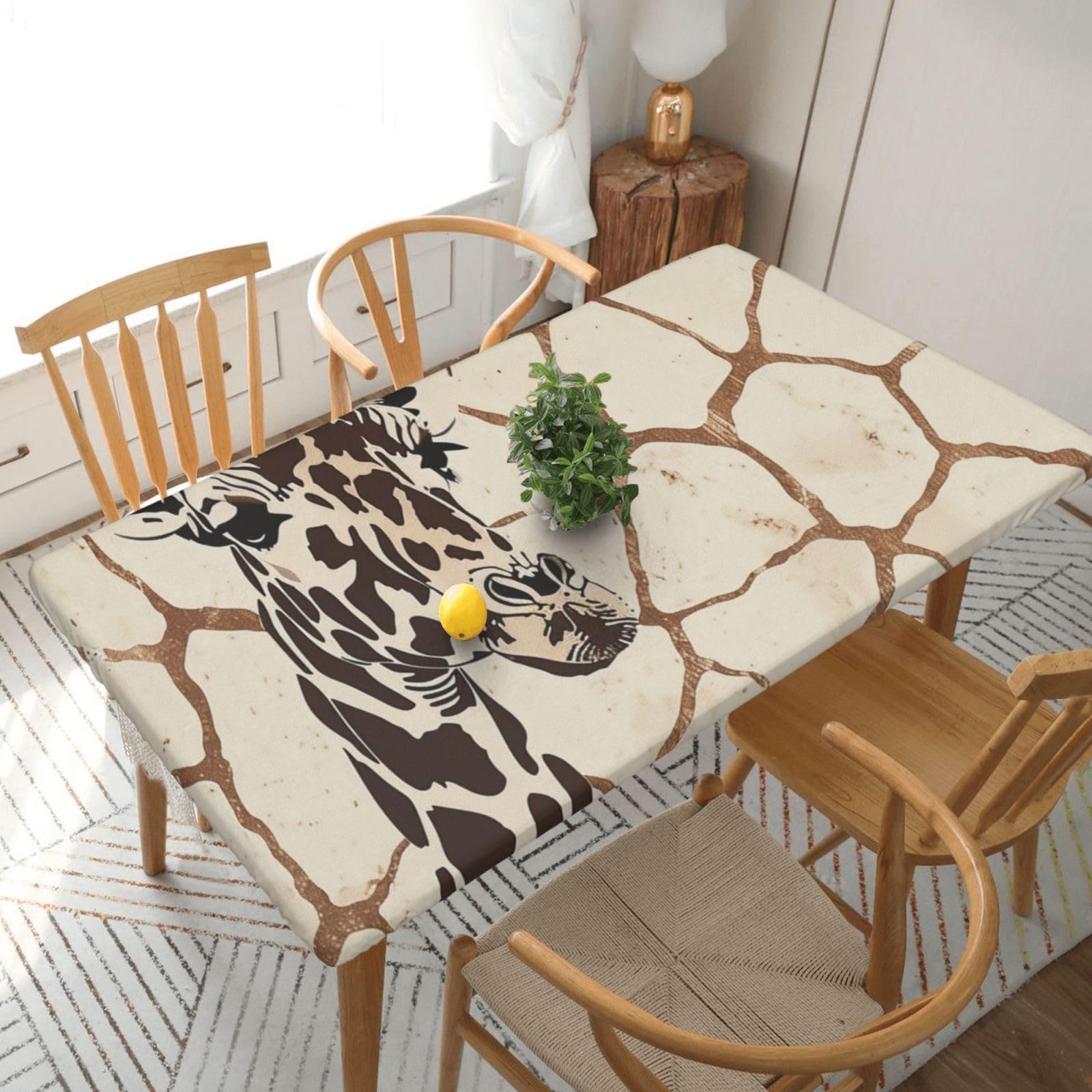 WPKJU Giraffe Print Printed Tablecloths 5ft Rectangular Table Covers Washable Polyester Decorative Table Cloth for Dining Table Picnic Wedding