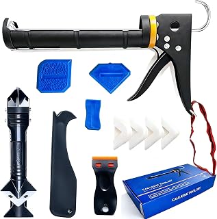 IELEK Caulk Gun Kit: Professional Silicone Caulking Tools with Smooth Glide Grip, Heavy-Duty Metal Frame for Flawless DIY Seals & Repairs