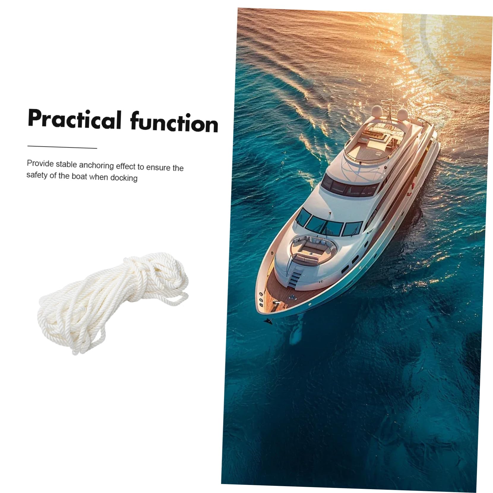 Weiße Nylon Bootsanlegeleine 12mm für Boote und Schiffe | 1 Rolle, Geflochtenes Seil in Marinequalität, für Docking und Ankerung, Passend für Maritime Einsätze