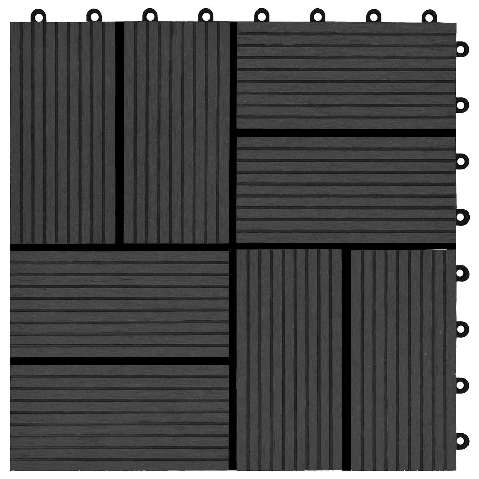 vidaXL Piastrella per Decking 11 pz Nero 30 x 30 cm WPC