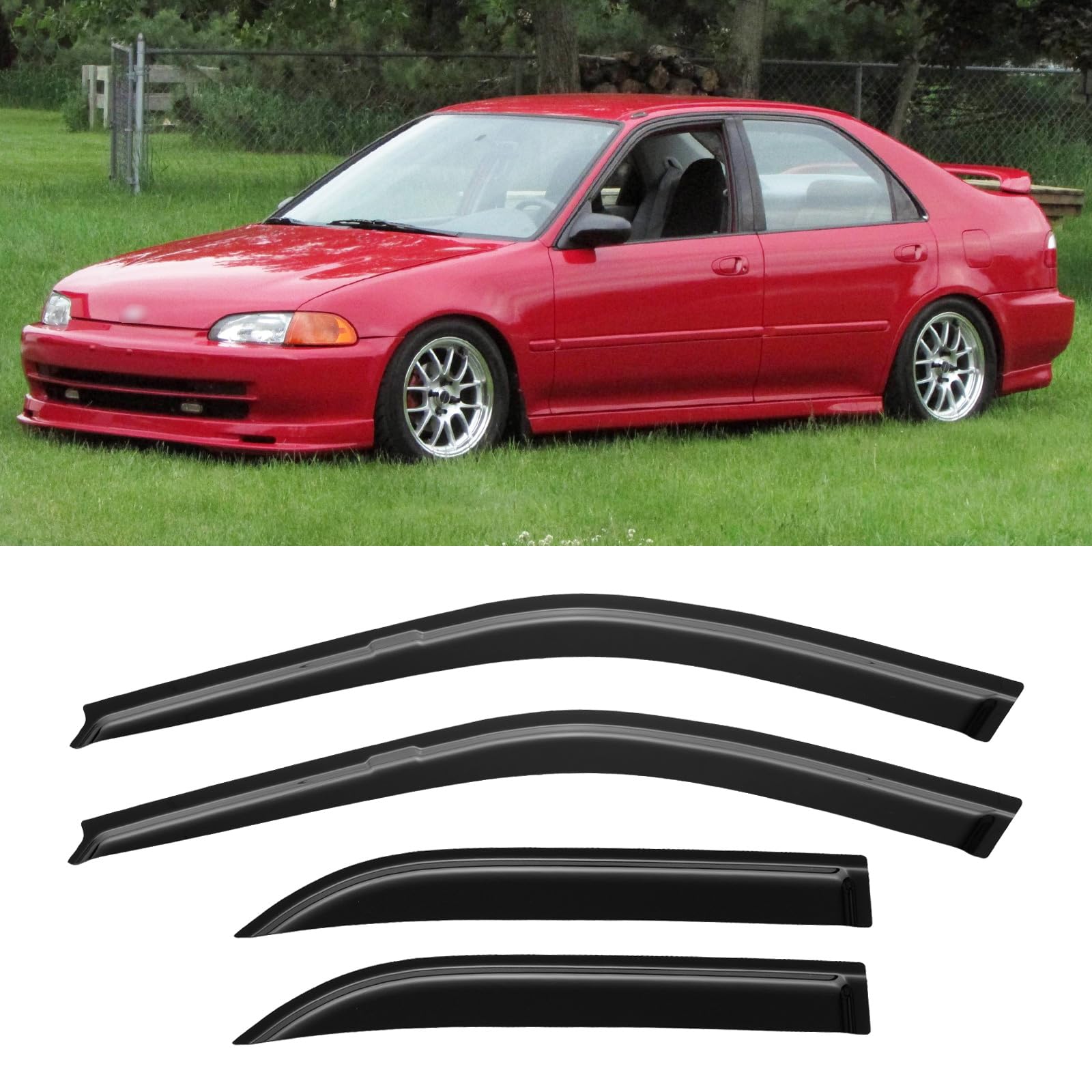 Window Visors Rain Guards for 1992 1993 1994 1995 Honda Civic Sedan | Out-Channel Window Vent Wind Deflectors Visors Shades Protectors for 92 93 94 95 Honda Civic