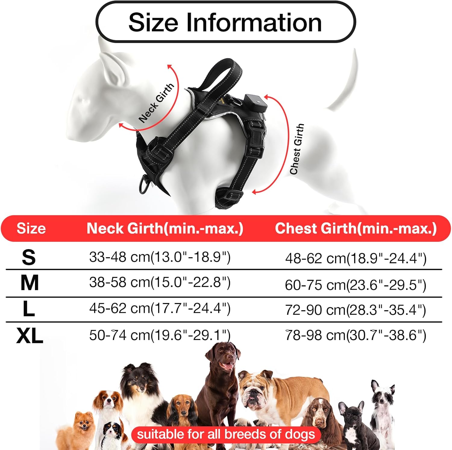 MASBRILL Light Up Dog Harness - Led No Pull Dog Harness Rechargeable Lighted Dog Harness for Night Walking Adjustable Glowing Vest for Small Medium Large Dogs
