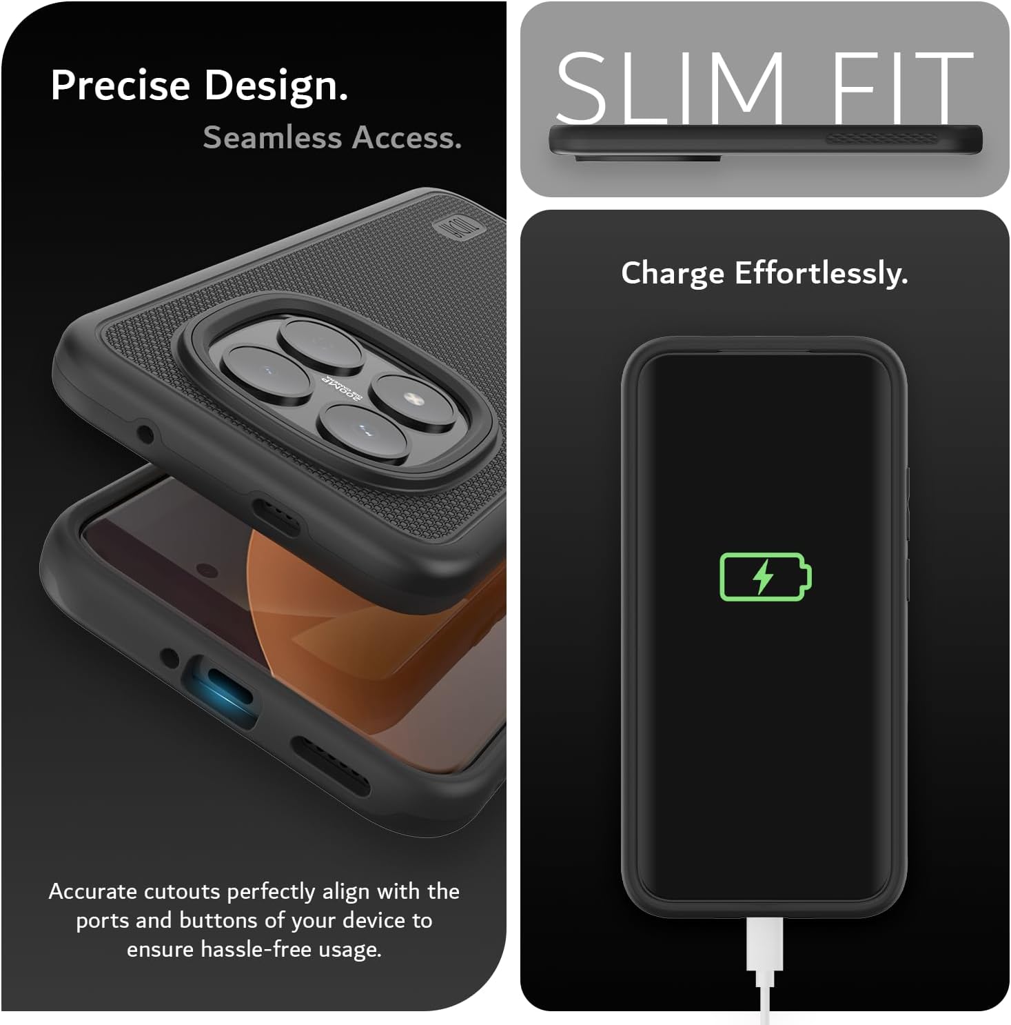 TUDIA MergeGrip Designed for Xiaomi Redmi Note 15 Pro Plus Case 5G, [Military Grade] Dual Layer Shockproof Slim Heavy Duty Protective Phone Cases Cover (Black)