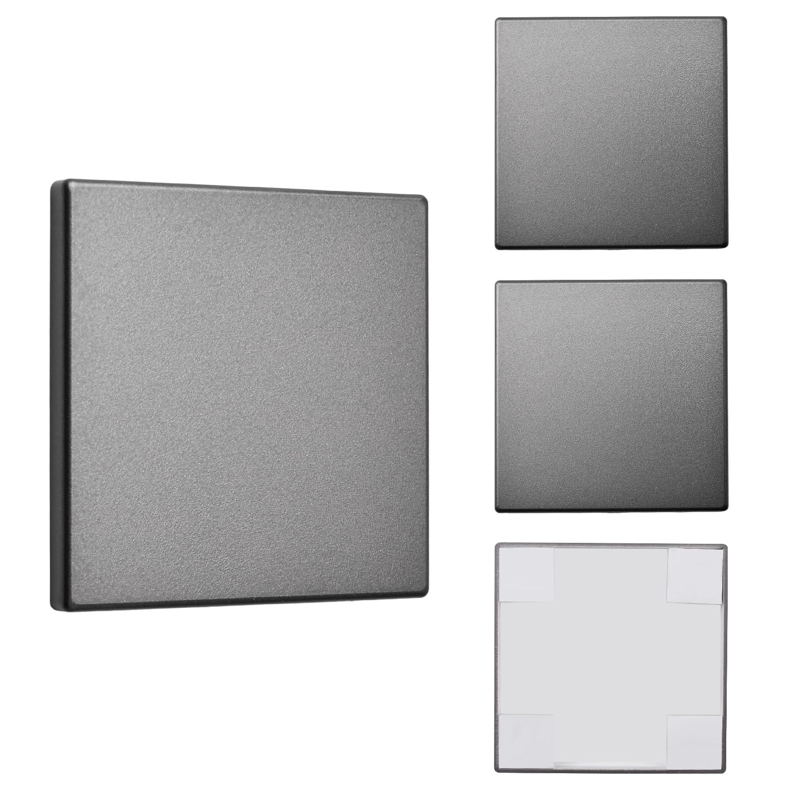 UFURMATE 4Pcs Blank Cover Wall Plate 3.39" x 3.39" Plastic Screwless Double Blank Wall Plate Blank Device Outlet Cover Electrical Covers for Unused Outlets or Switches (Dark Grey)