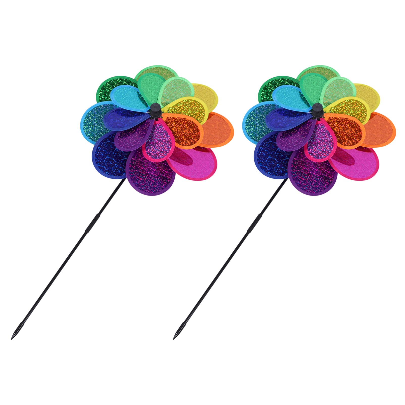 Kids Toy 2 Sets Pinwheels Wind Spinners Kids Windmill Children Toy Garden Windmill Stake Garden Lawn Shopping Mall Decoration Windmill Whirl Pinwheel Pinwheels