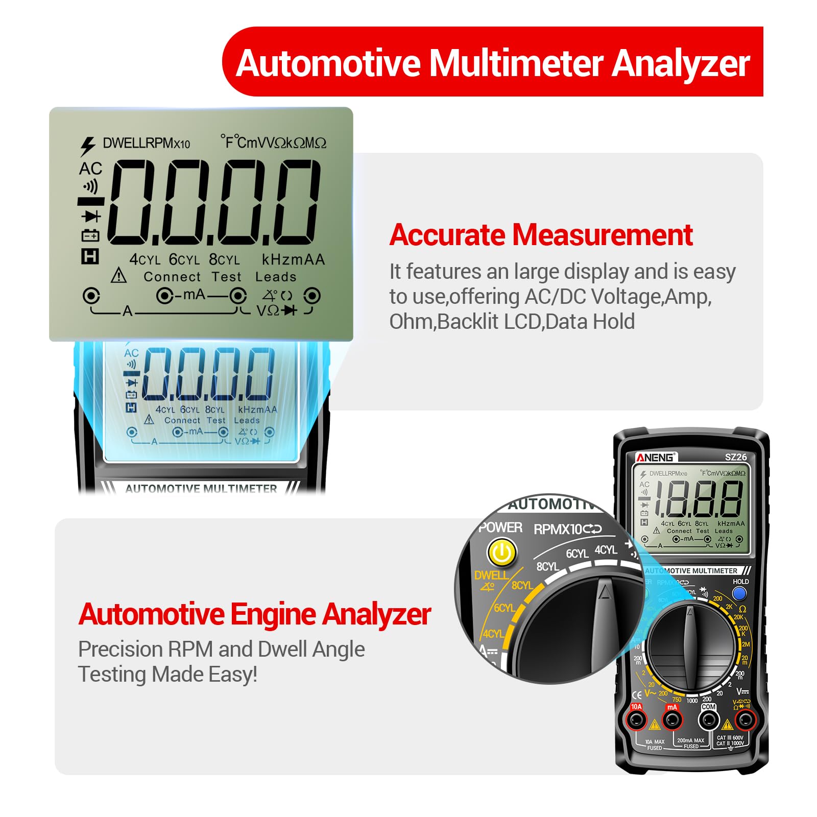 ANENG SZ26 Multimeter - Engine Analyzer & Tachometer -4 ANENG SZ26 Multimeter - Engine Analyzer & Tachometer -4