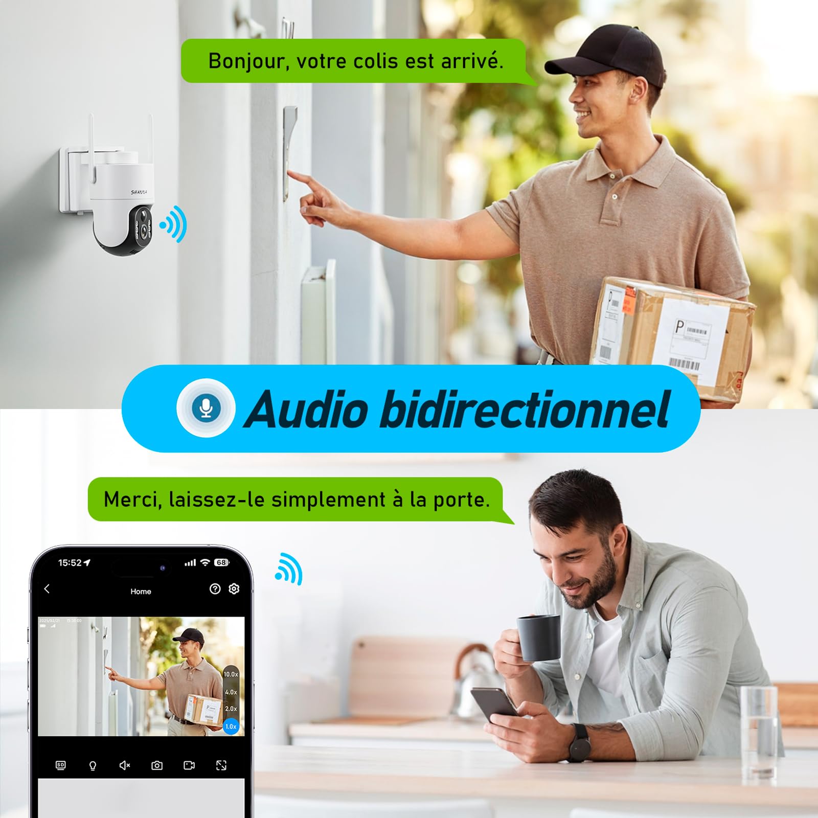 [5G & 2,4G] Camera Exterieur Sans Fil Solaire,Batterie 8000mAh et panneau solaire 7W,Camera Solaire Exterieur WiFi Sans Fil sur AI Détection Humaine,Vision Nocturne Couleur,Audio Bidirectionnel, Cloud
