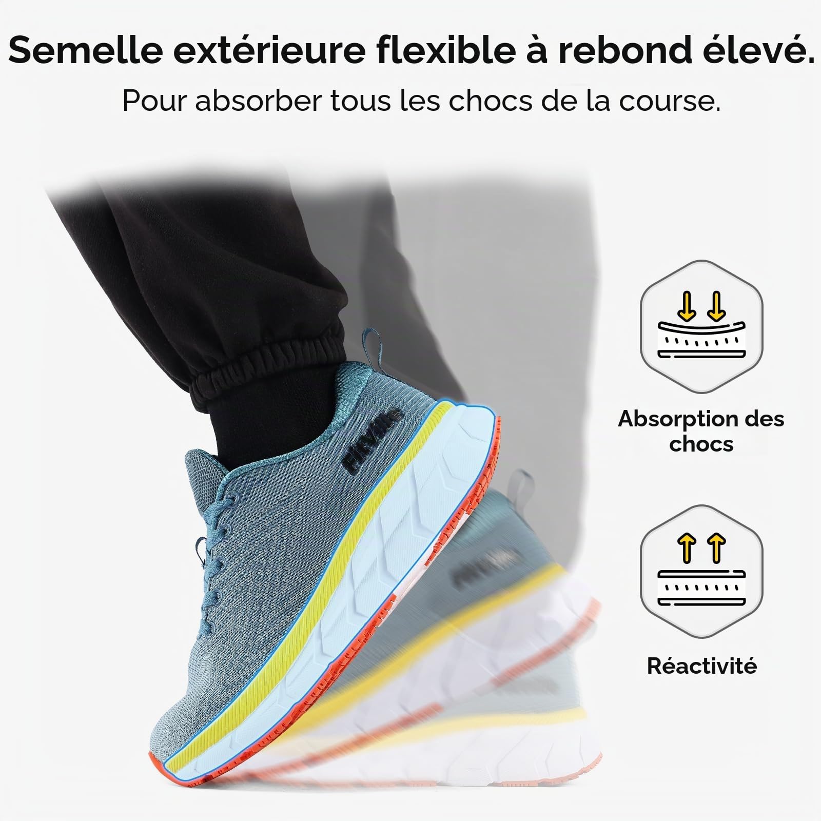 FitVille Chaussures de Running Homme Extra Larges Baskets Légères Jogging Sport Respirantes Chaussure de Marche pour Intérieur Extérieur