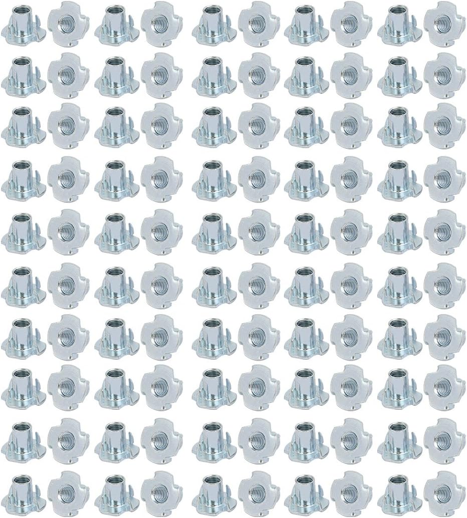 Aexit 5/16-inch Female Home Hardware Thread 14mm Height Full Threaded Pronged T-Nut 100pcs Model:21as554qo493