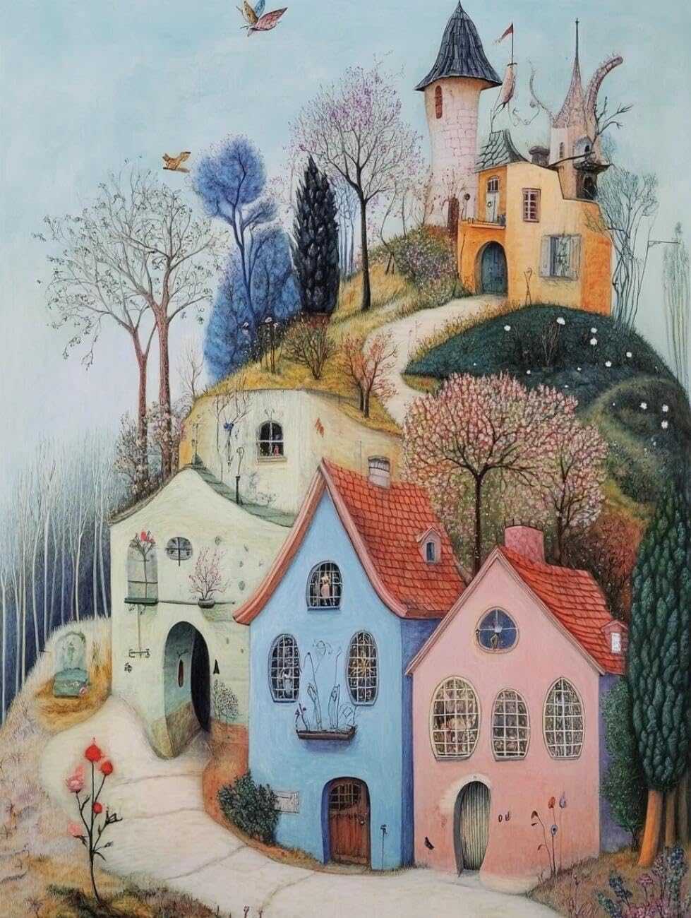 Rqwybcaxn Seed Bead Embroidery Kits Cartoon House 40x50cm