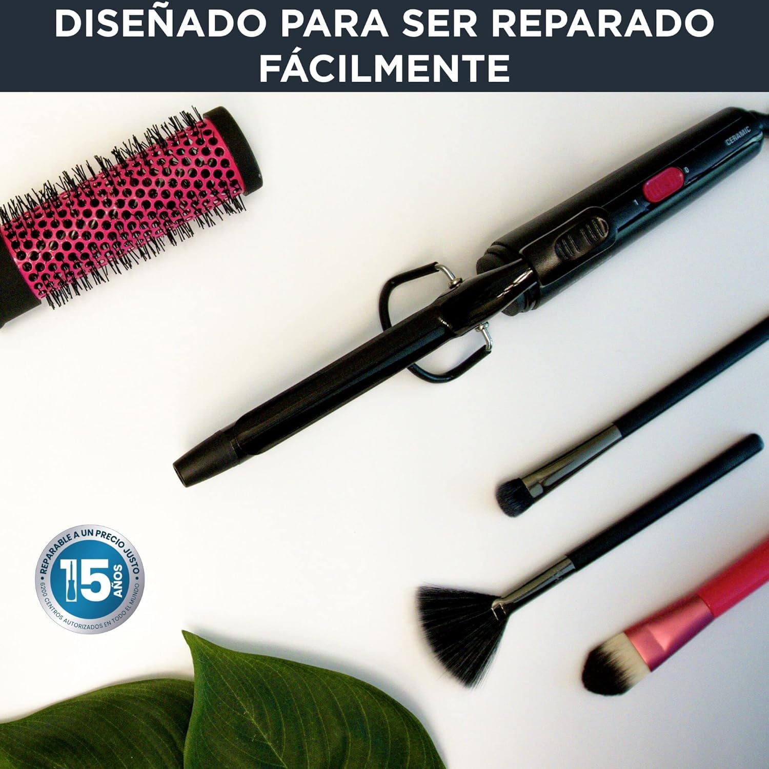 Rowenta Tenacilla rizadora de 16 mm para el pelo, 25 W, recubrimiento cerámico, temperatura 180 °C, indicador calentamiento, punta fría, rizos definidos, resultados rápidos, negro y fucsia, CF2133F0