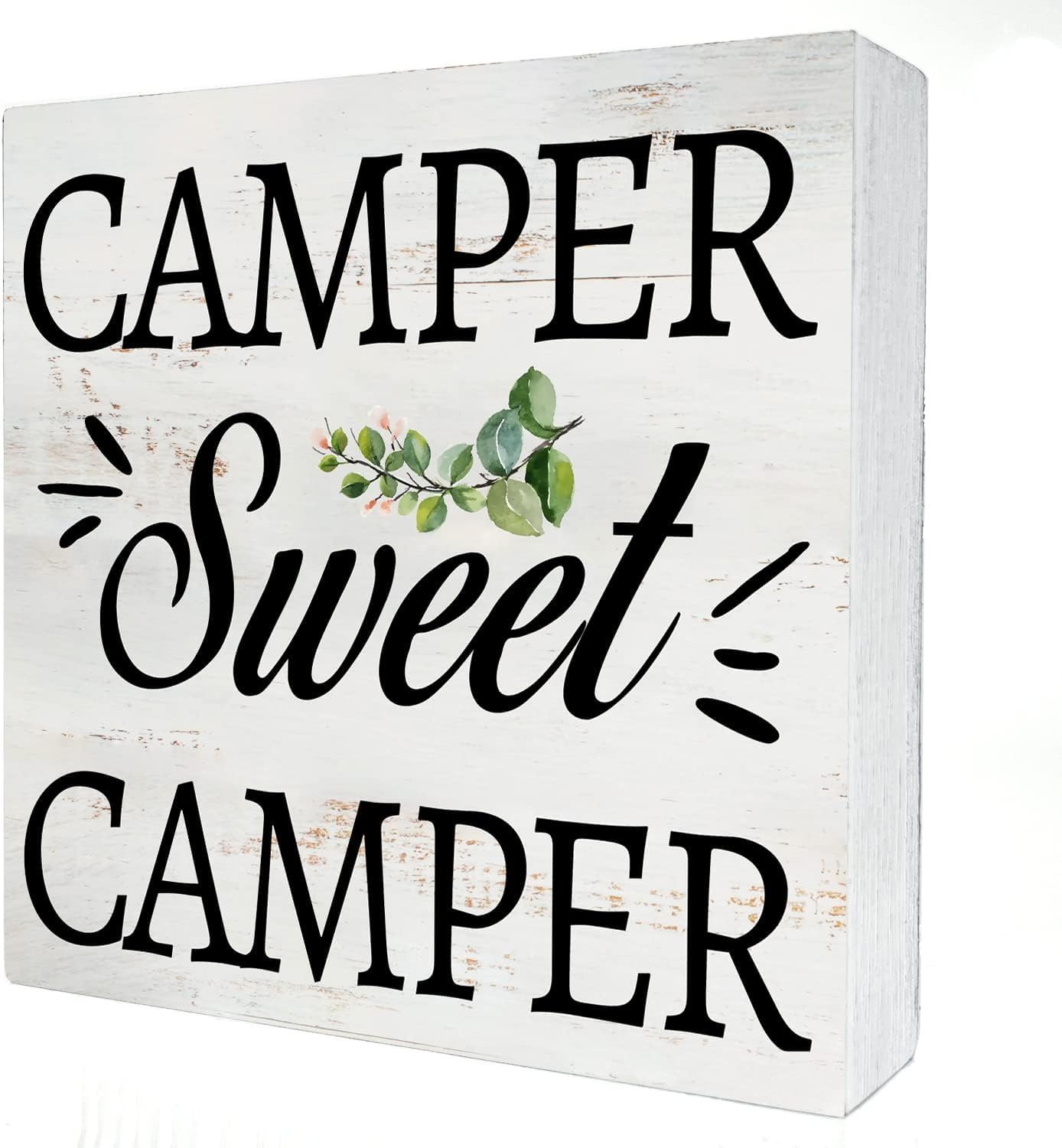 Camper Sweet Camper Box Sign 5x5 Inch Rustic Farmhouse Decor