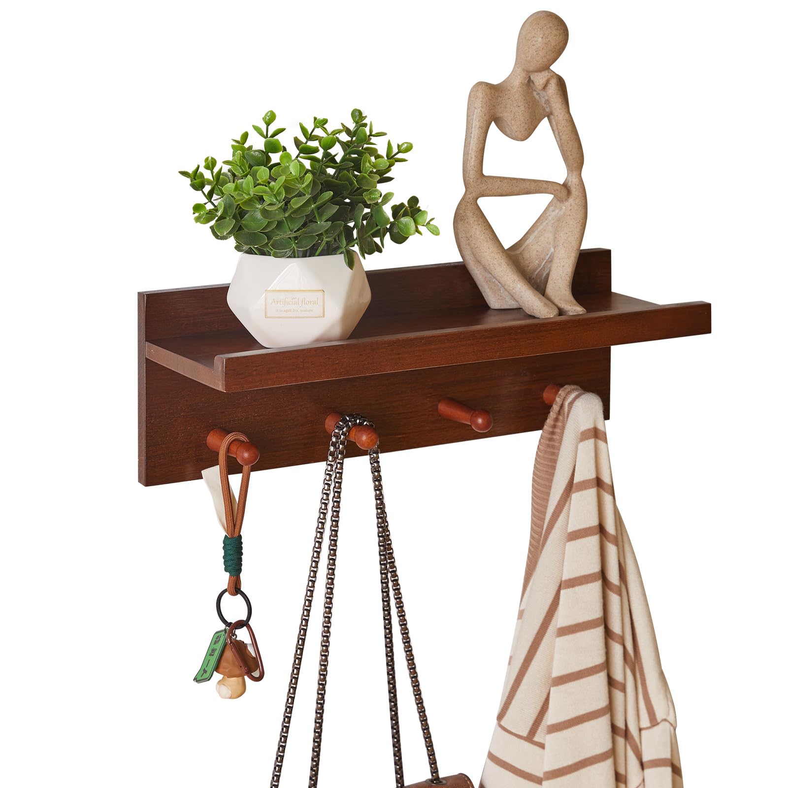 Aibiju Wandgarderobe mit Ablage, 40 cm Holz-Schweberegale mi