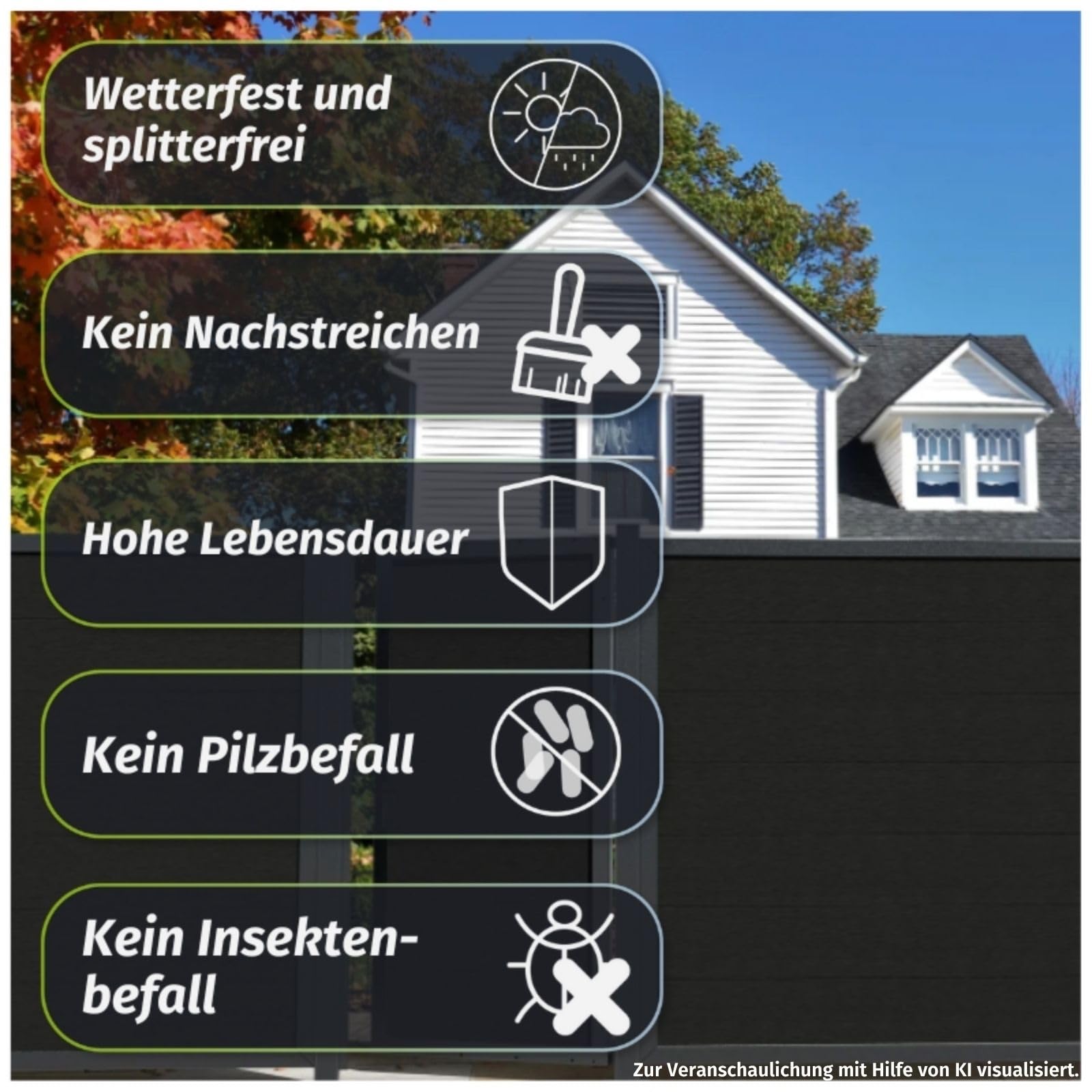 HORI Sichtschutz Rahmenzaun Komplettset WPC Zaun Robuster Windschutz Modernes Lamellenzaun Design Ideal für Garten & Terrasse Einfach zu Montieren 0.9 m - zum Aufschrauben - Anthrazit