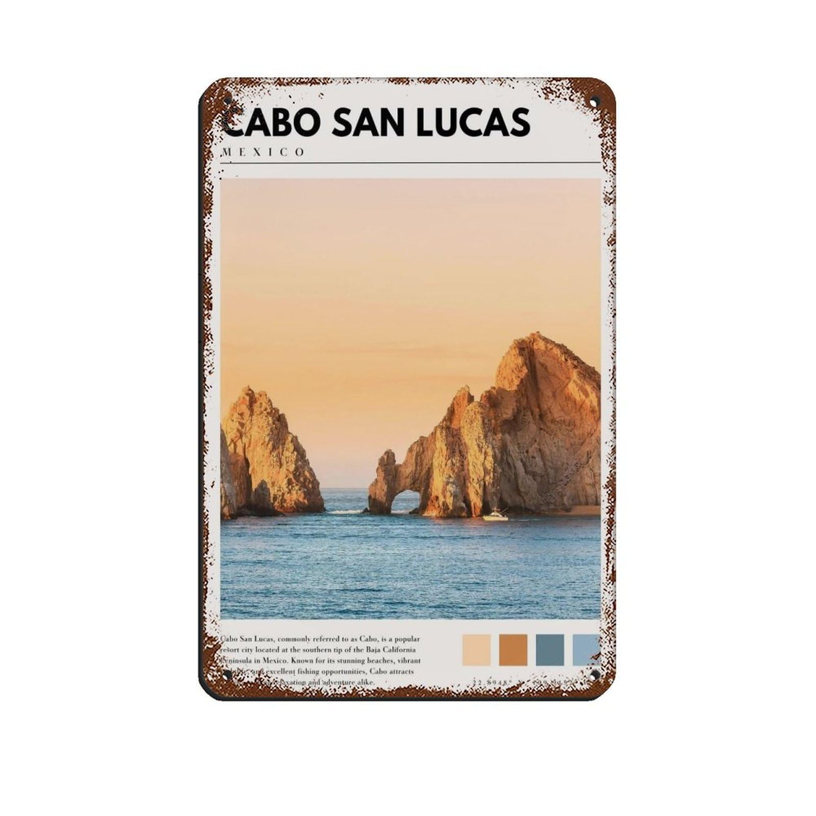 Cabo Mexico Poster Mexico Art Tin Sign Vintage Metal Pub Club Cafe Bar Home Wall Art Decoration Poster Retro 8x12inch(20x30cm)