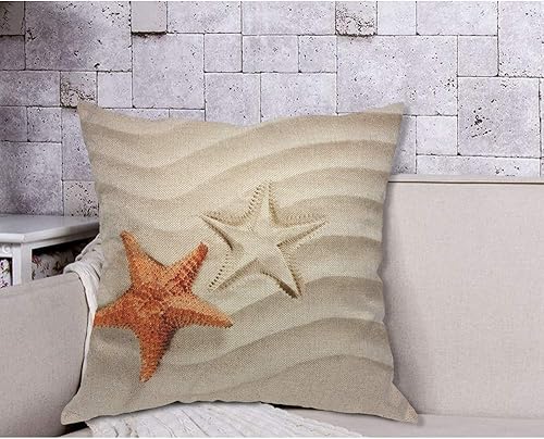 Miniatura 4 de AOYEGO Funda de almohada decorativa con diseño de estrellas de mar en la playa, diseño de olas de arena, mar, hermosa costa, océano exótico,
