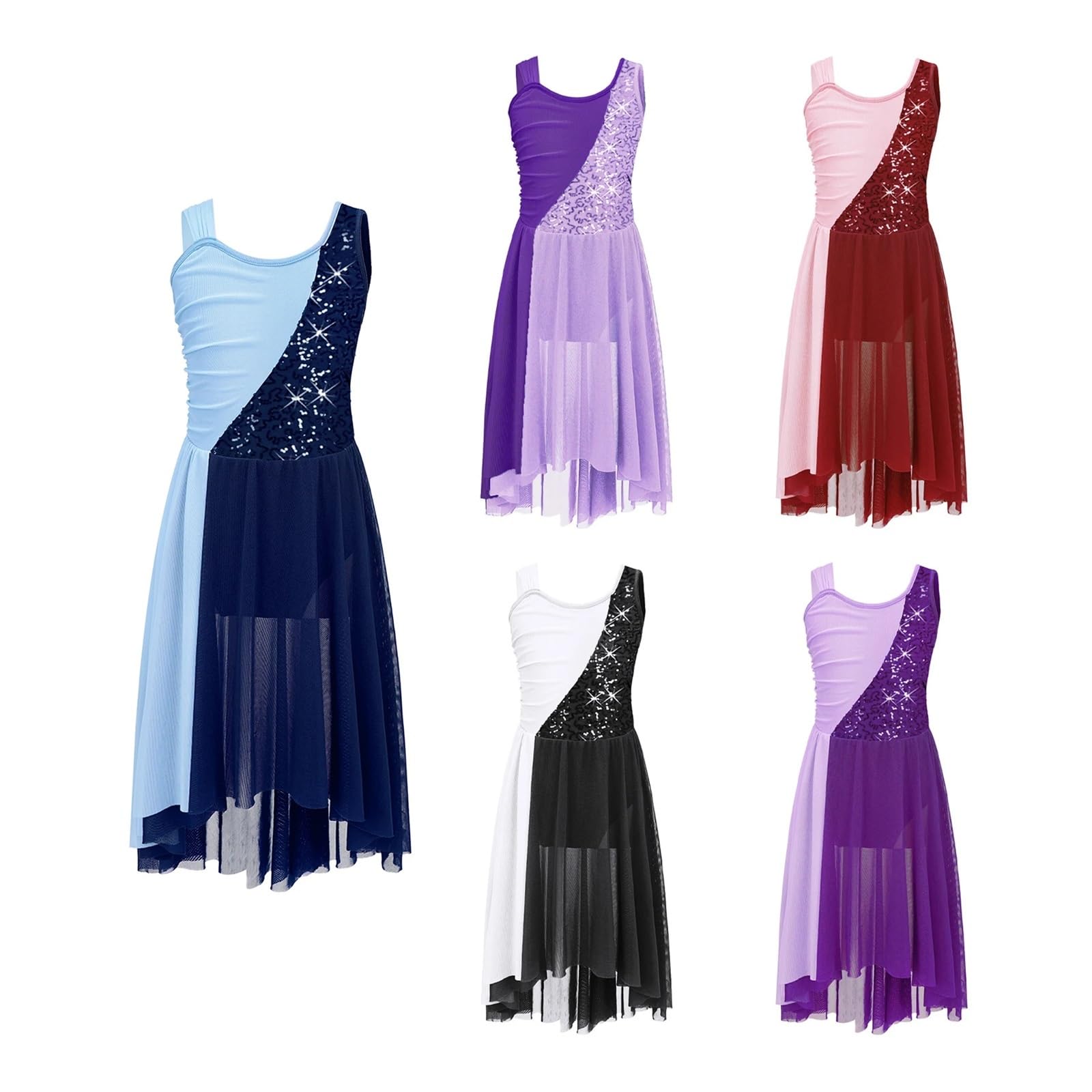 Vestido De Patinaje ArtíStico Vestido de baile lírico con lentejuelas for niñas, vestido de tutú de ballet for niños, leotardo de gimnasia, baile de salón, ropa de actuación de baile moderno Para Artí