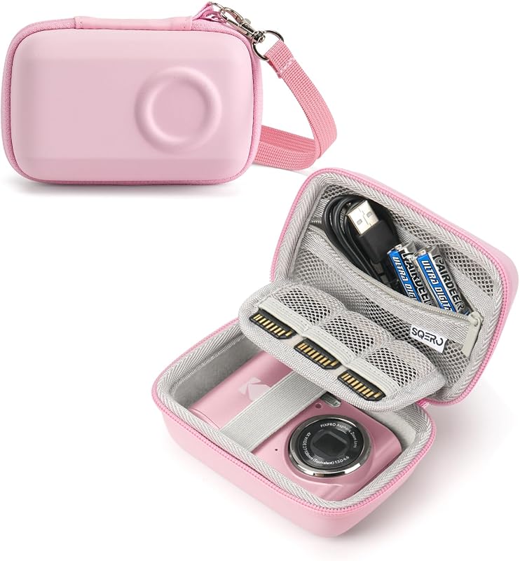 Digital Camera Case for KODAK PIXPRO FZ45 FZ55 & CAMKORY 1080P | Compact Travel Bag with 3 SD Card Slots,Small Lightweight Pouch, Cute Gifts for Adults Kids