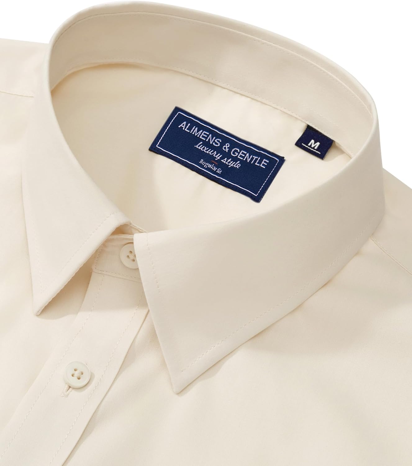 Alimens & Gentle Men's Dress Shirt Regular Fit Stretch Stain Shield Long Sleeve Solid Business Wedding Button Down Shirts - Image 4