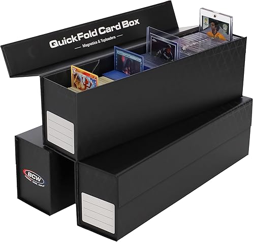 BCW QuickFold - Cajas de tarjetas  Negro  Caja de almacenamiento de tarjetas con cierre magnético  Capacidad para 850 a 1200 tarjetas cada una  Se