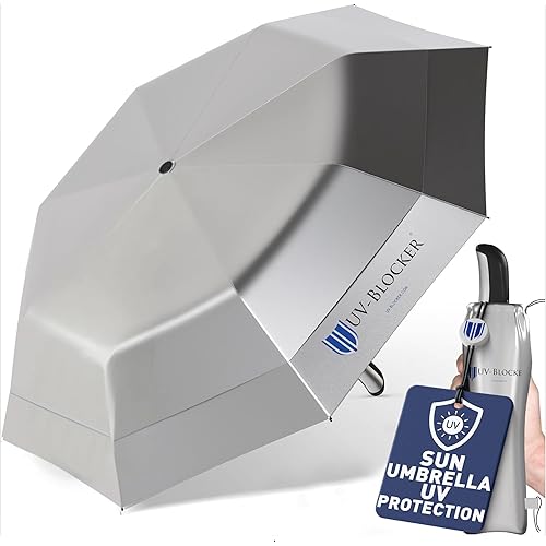 UV-Blocker Sun Umbrella UV Protection Compact - Auto Open/Close - Double Vented Canopy - Windproof Sun Umbrella for Walking - 55+ UPF - 42"/44"/58"