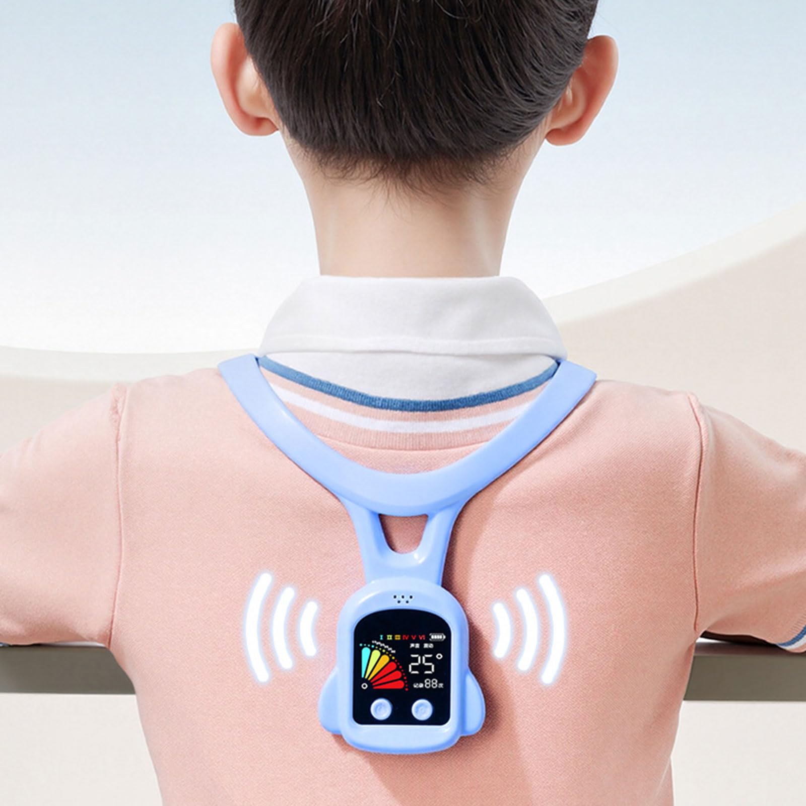 Entrenador de postura de espalda modificable de 6 etapas con pantalla de respuesta LED, ayuda ergonómica para la columna vertebral y respuesta visual