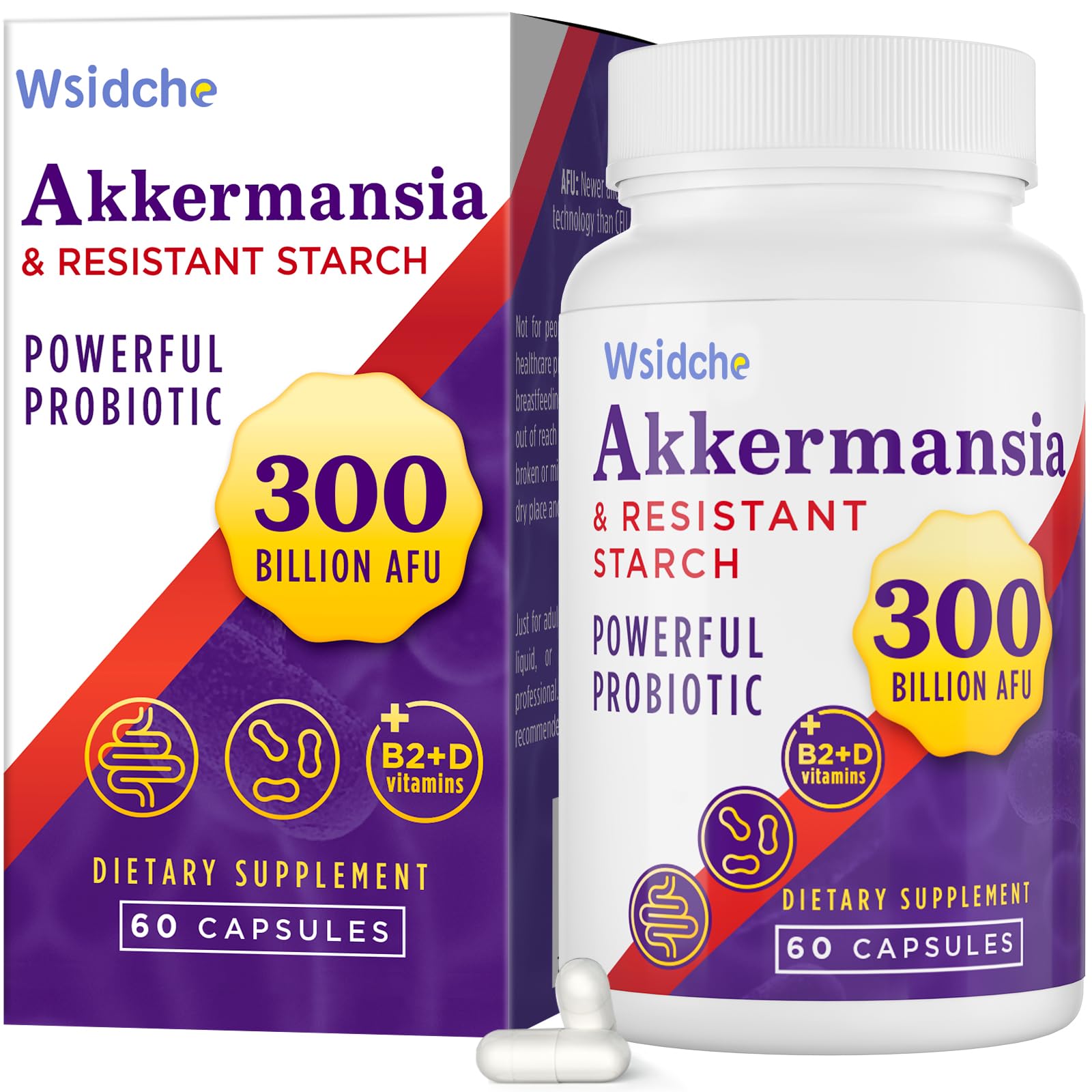 300 Billion AFU Akkermansia Probiotic | supplement for Women & Men, Akkermansia Muciniphila for Akkermansia, Digestive, Gut, Immune, Enhances Gut Digestive Lining function, Akka Superbiotics - 60 Caps