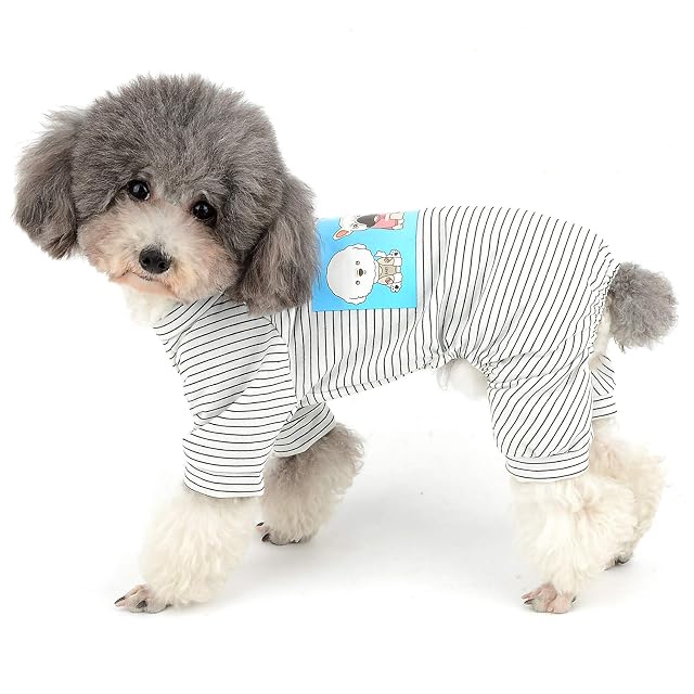 Ranphy Pijama de algodón a Rayas para Perros pequeños Camisa de Perro Casual