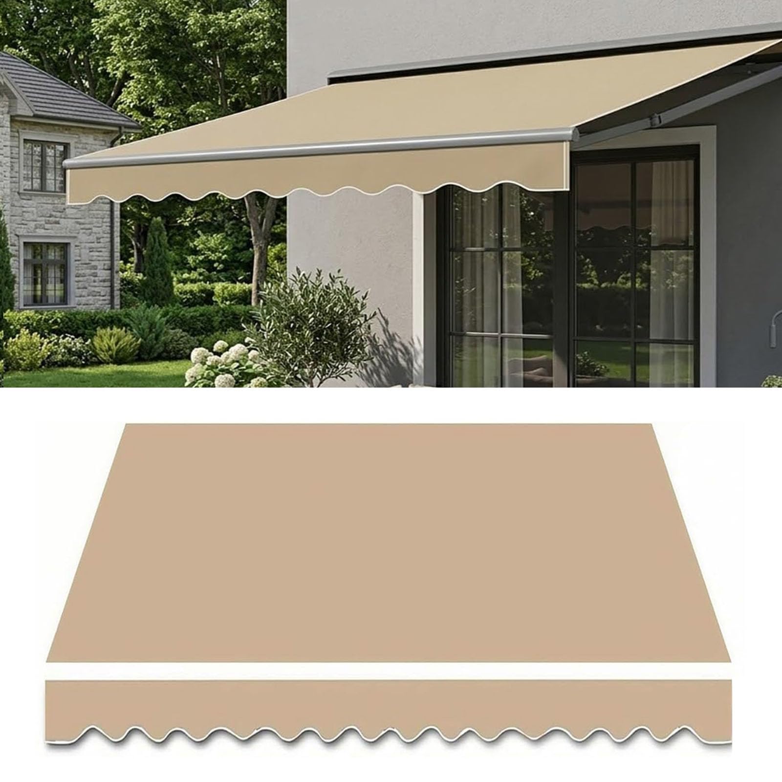 3m x 2.5m/4m x 2.5m Einziehbare Markise Manuelle Markisen-Ersatzbespannung Außenbereich UV-beständig und Wasserdicht Garten Terrasse Sonnenschutz für Terrasse(Size:3.5x1.5m,Color:Sand) Garten
