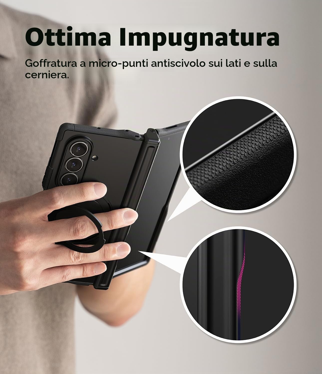 Ringke Alles Pro Compatibile con Cover Samsung Galaxy Z Fold 7, Compatibile con Accessori Magnetici, Custodia per Telefono Robusta e Di Alta Qualità con Supporto Girevole a 360 Gradi - Black